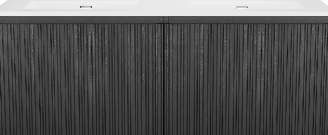 Storke Ribs badkamermeubel met Kera wastafel, afvoerpluggen inbegrepen