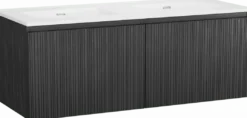 Storke Ribs badkamermeubel met Kera wastafel, afvoerpluggen inbegrepen