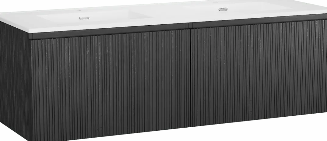 Storke Ribs badkamermeubel met Kera wastafel, afvoerpluggen inbegrepen