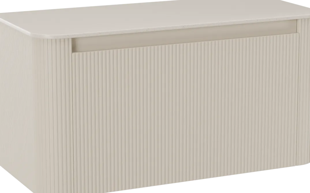 Storke Soft badkamermeubel met Tavola Soft wastafelblad voor waskom(men)