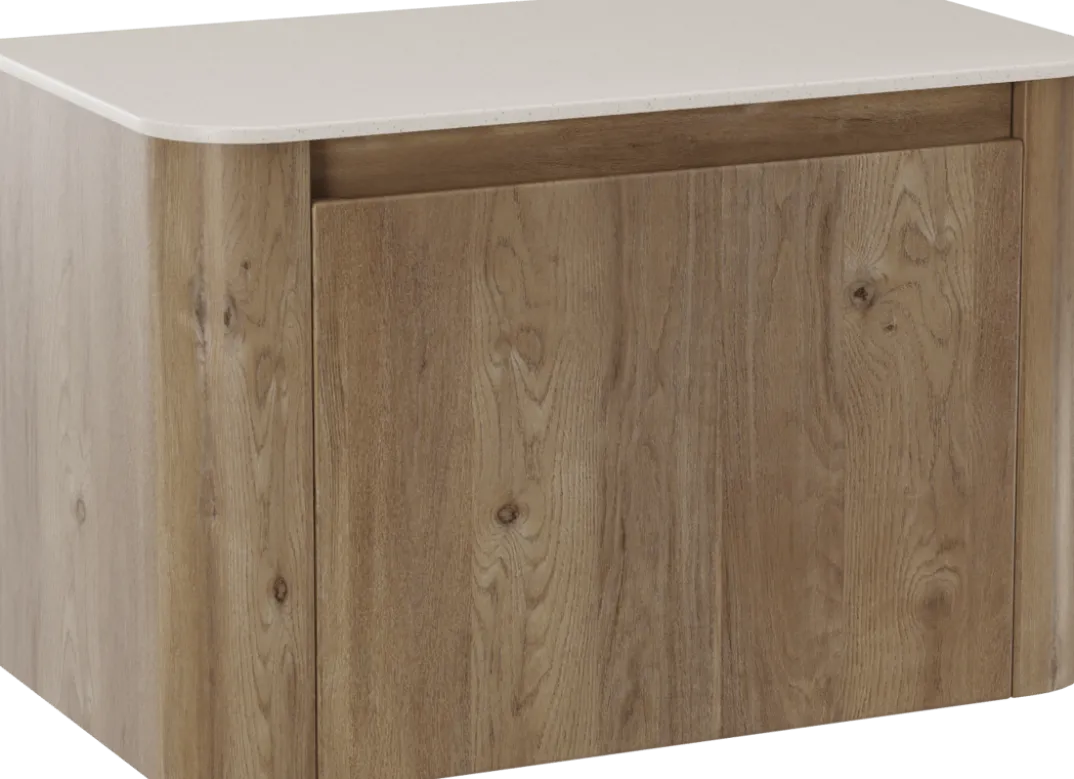 Storke Soft badkamermeubel met Tavola Soft wastafelblad voor waskom(men)