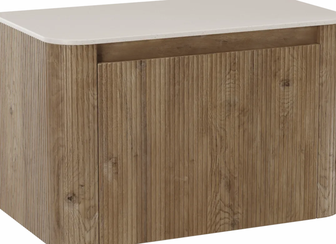 Storke Soft badkamermeubel met Tavola Soft wastafelblad voor waskom(men)