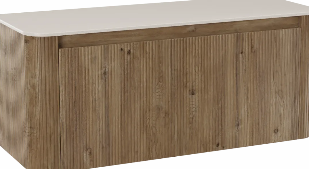 Storke Soft badkamermeubel met Tavola Soft wastafelblad voor waskom(men)
