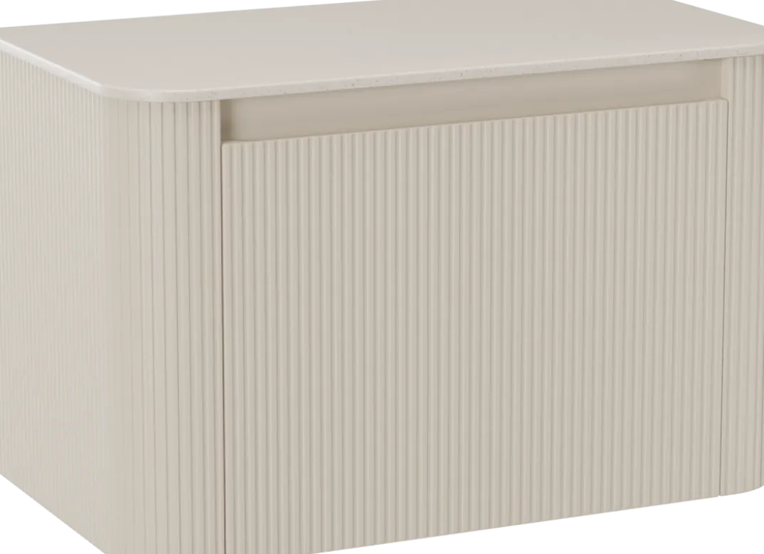 Storke Soft badkamermeubel met Tavola Soft wastafelblad voor waskom(men)