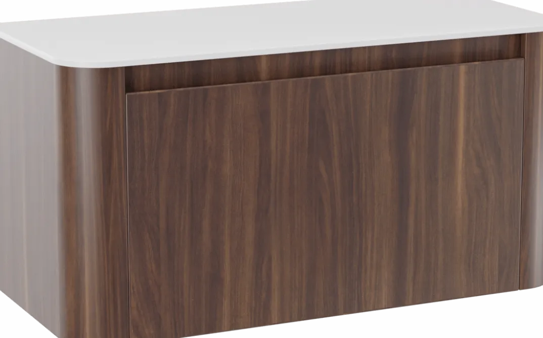 Storke Soft badkamermeubel met Tavola Soft wastafelblad voor waskom(men)