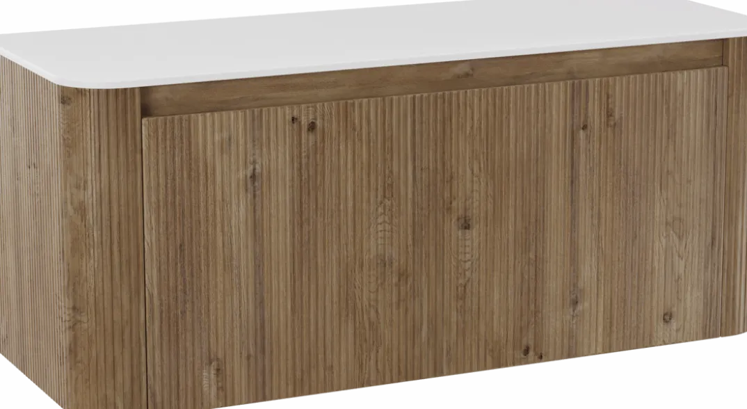 Storke Soft badkamermeubel met Tavola Soft wastafelblad voor waskom(men)