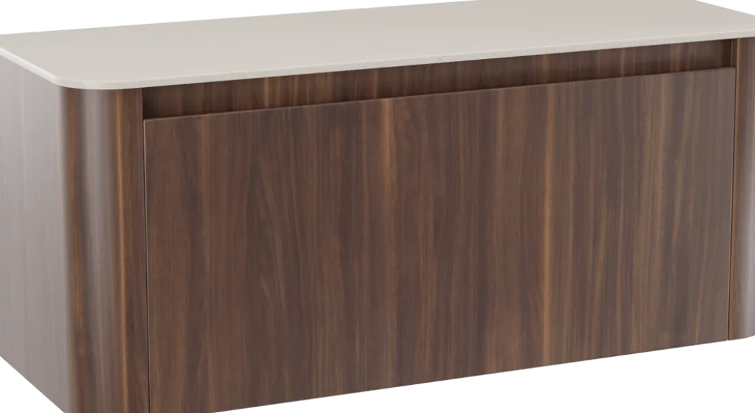 Storke Soft badkamermeubel met Tavola Soft wastafelblad voor waskom(men)