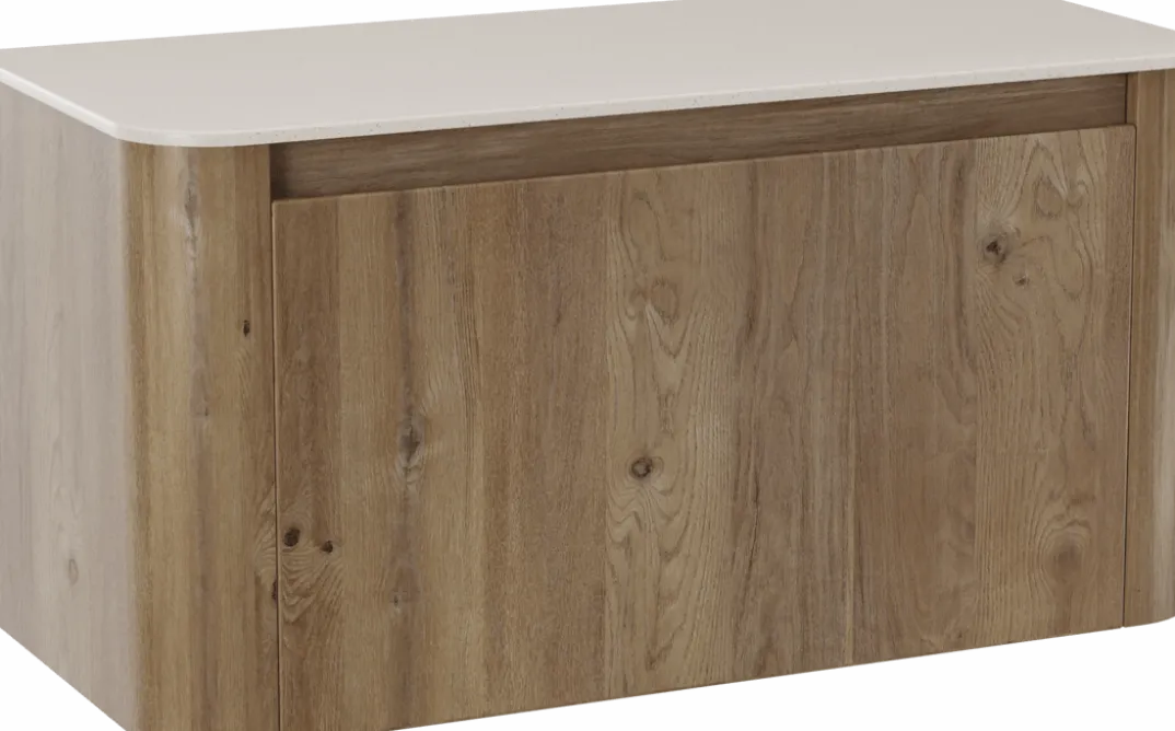 Storke Soft badkamermeubel met Tavola Soft wastafelblad voor waskom(men)