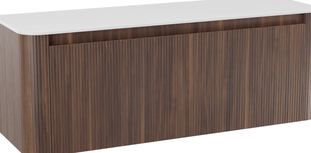 Storke Soft badkamermeubel met Tavola Soft wastafelblad voor waskom(men)