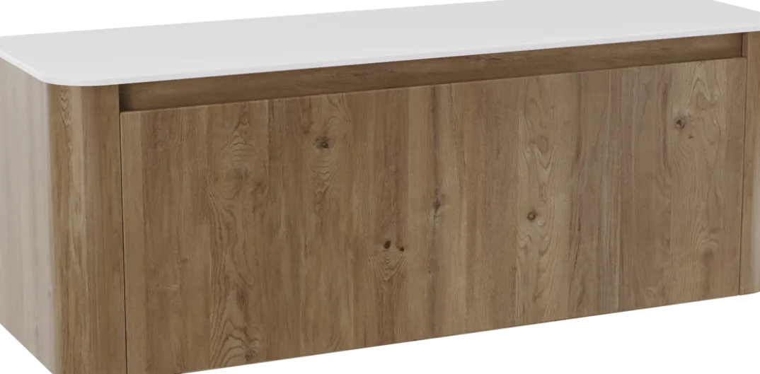 Storke Soft badkamermeubel met Tavola Soft wastafelblad voor waskom(men)