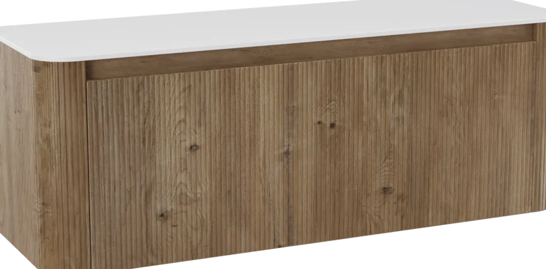 Storke Soft badkamermeubel met Tavola Soft wastafelblad voor waskom(men)