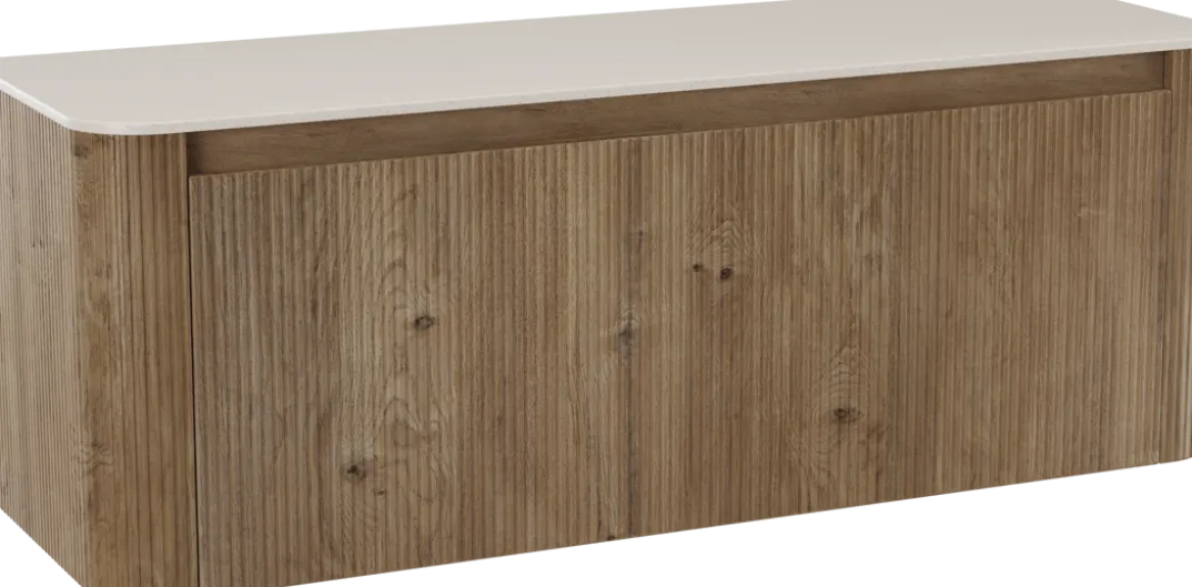 Storke Soft badkamermeubel met Tavola Soft wastafelblad voor waskom(men)
